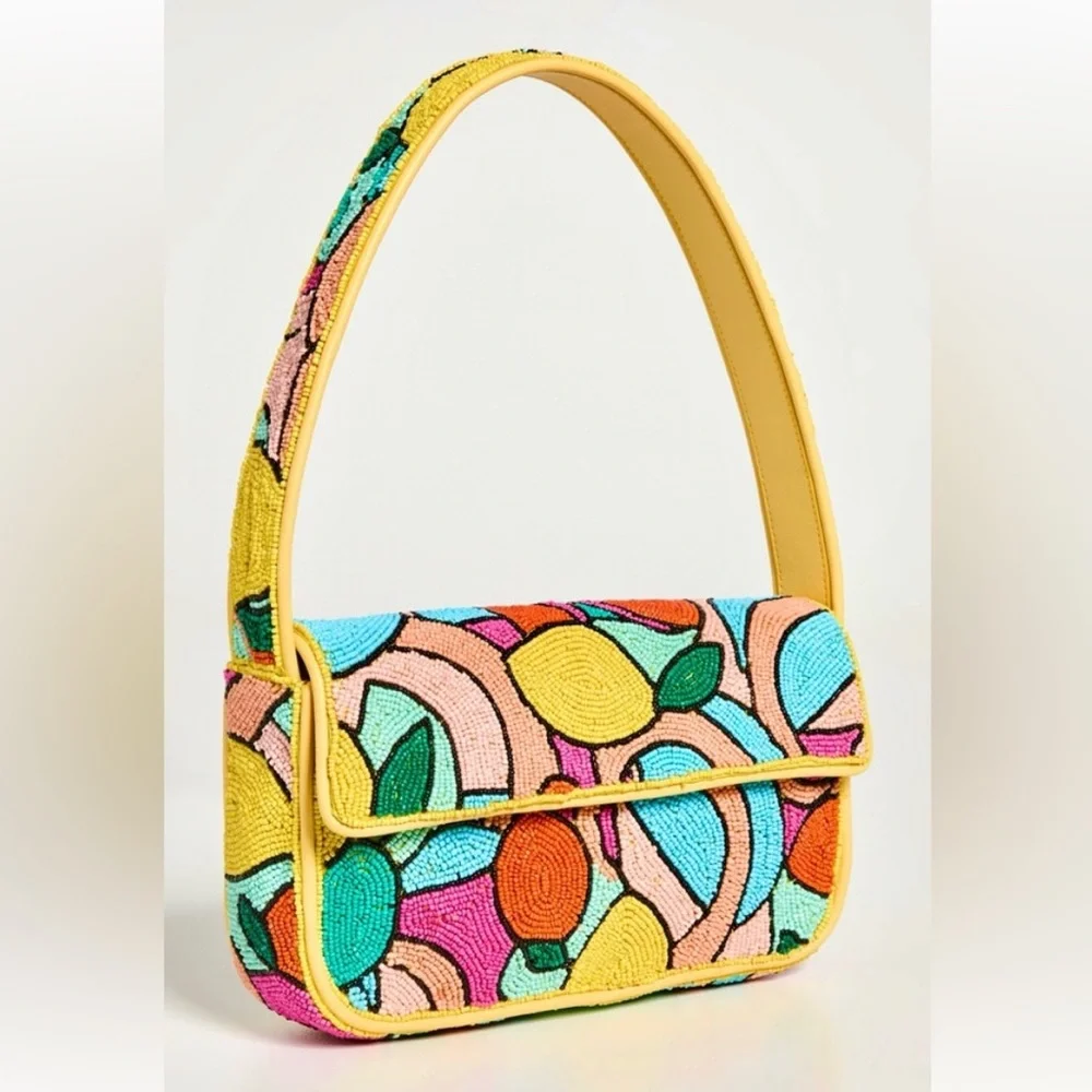 🌺🎉HP🎉🌺 NWT Staud Beaded Tommy Shoulder Bag Multi Colorblock 🌟RARE FIND🌟 - Picture 13 of 16